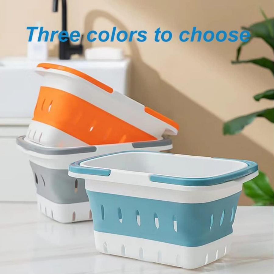 Collapsible Plastic Storage Basket with Handles - Multipurpose Organizer for Bathroom, Kitchen, Dorm & Gym