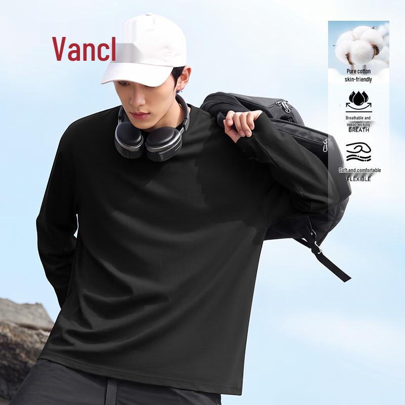 VANCL Men's Oversized Breathable Long-Sleeve Cotton T-Shirt