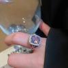 Big Square Rhinestone Rings Zircon Exaggerated Ring Fashion Design Crystal Open Ring  Banquet