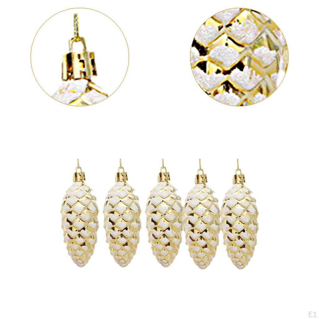 5 Pieces Christmas Tree Pinecones Ornaments Pine Cone Baubles Xmas