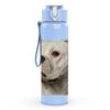 1PC Strong White Bulldog Face 750ml Color Plastic Sports Water Bottle Leakproof Flip Straw Lid Suitable for Sports Office Home Use