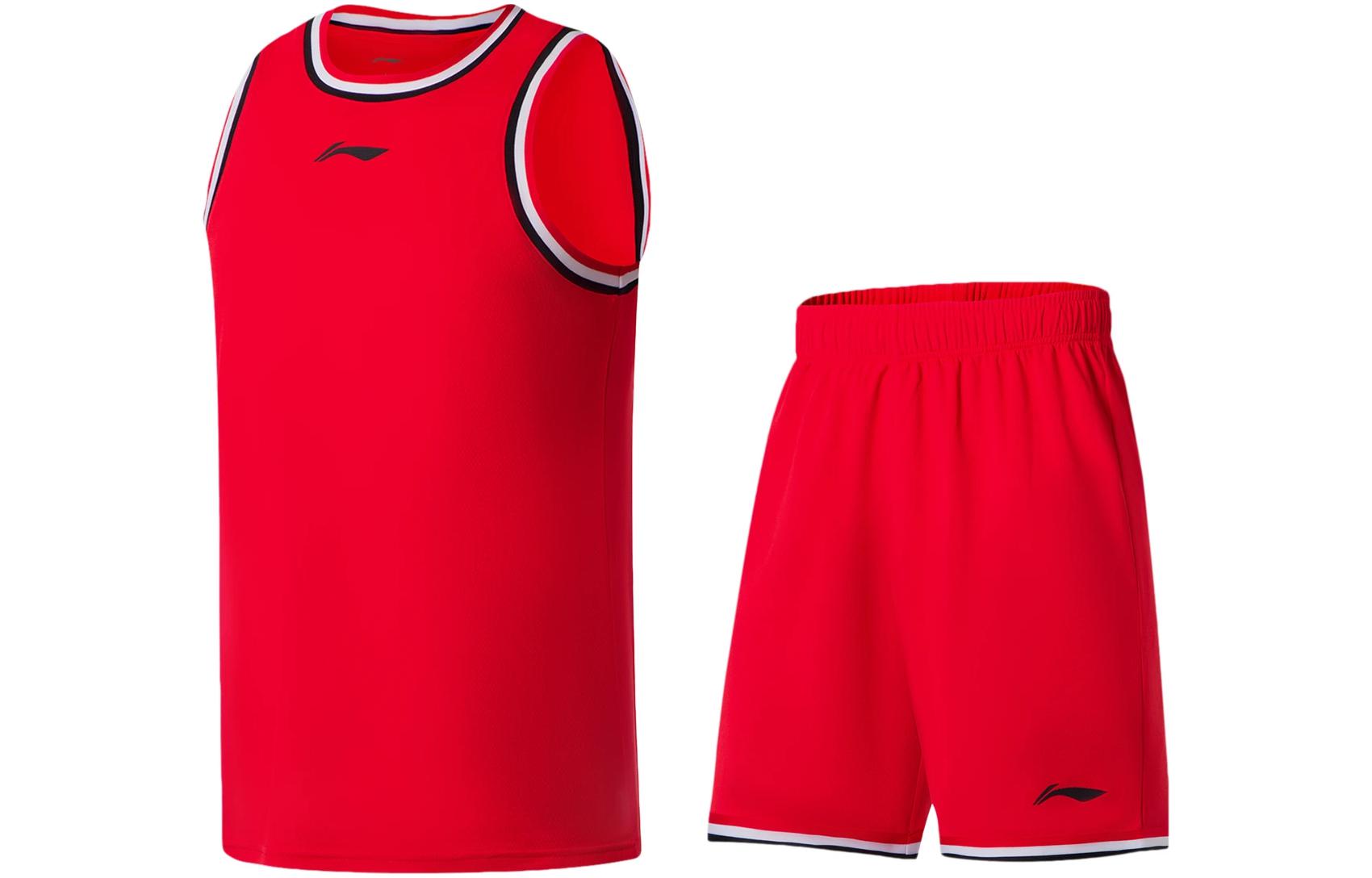 Спортивная коллекция Li Ning Баскетбольные костюмы Мужские Август 1 Красный Средний Прямой крой AATS003-2 M