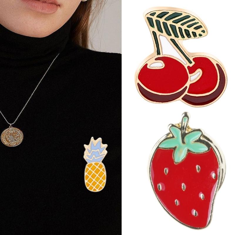 Charm Cartoon Jewelry Pin Fruit Brooch Clothing Accessory Alloy Texture Suitable for School Life and Parties Event