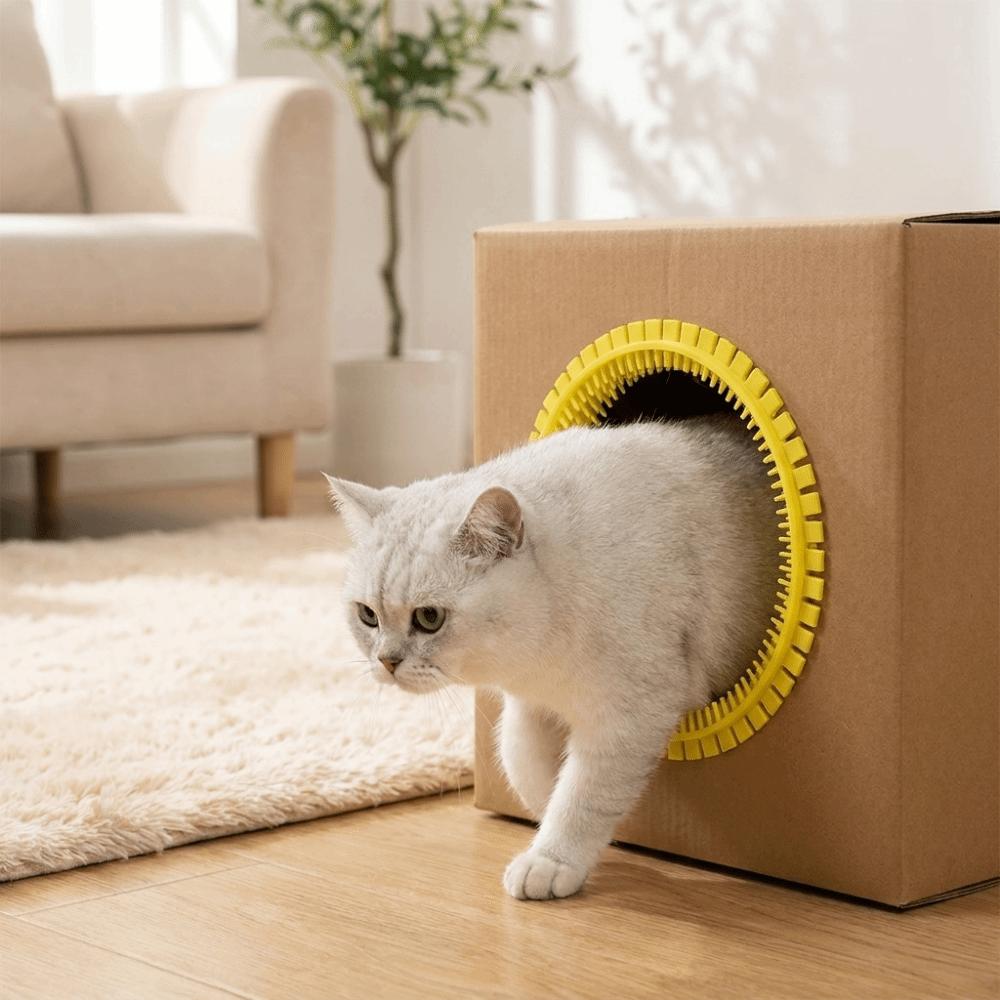 Soft Tooth Cat Self Groomer Hair Reduction Cat DIY Rubbing Ring Grooming Tunnel Cat House