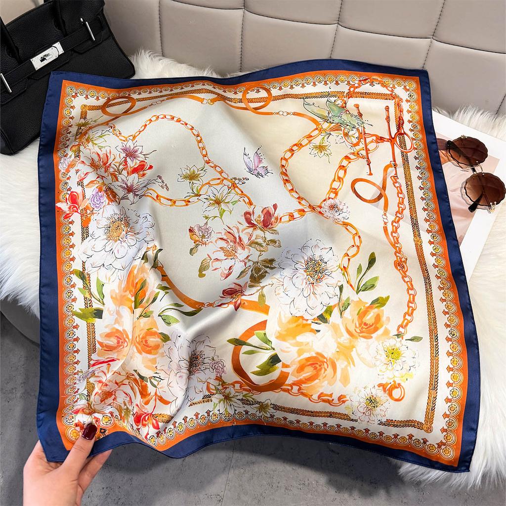 Fashion Square Fashion Foreign Style Small Silk Scarf Women'S Headband Decorative Scarf Dual-Purpose Small Square Scarf New Scarf