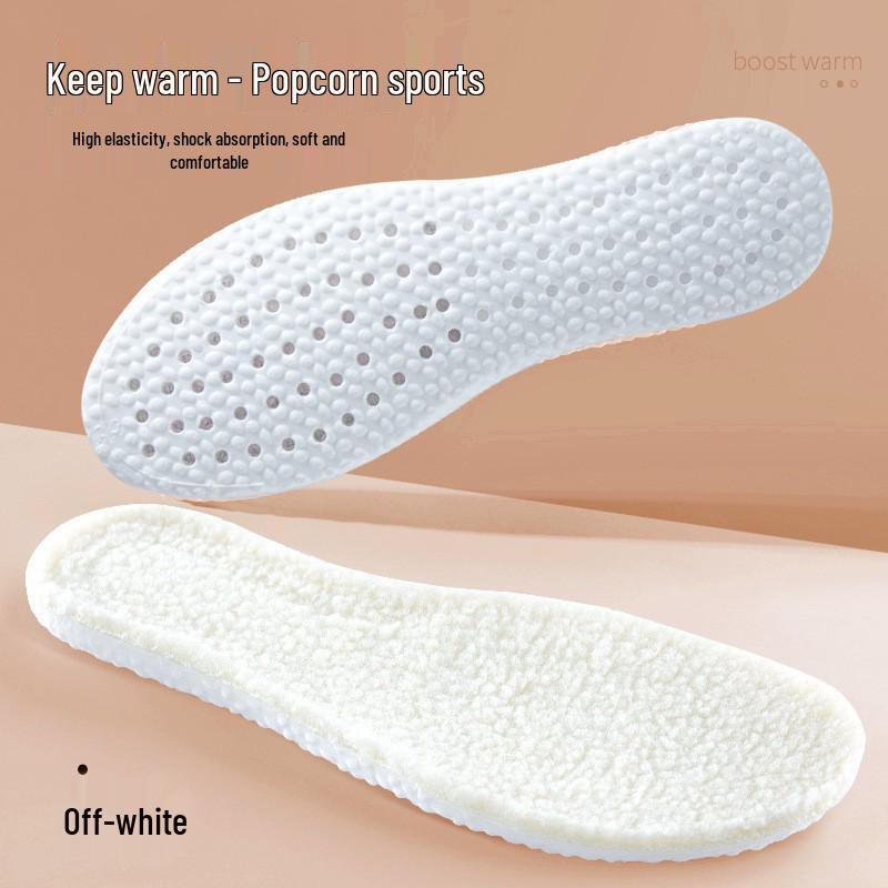 PU Winter Step-On-Comfort: Men's & Women's Velvet-Lined Wool Insole with Sweat-Absorbing Mugwort and Sports Shock Absorption