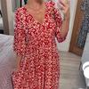 Sommer-Maxikleider für Damen Übergröße Floral Locker V-Ausschnitt Lässig Urlaubs-Strand-Outfit