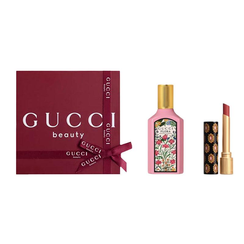 Gucci Flora Gorgeous Gardenia With Lipstick Makeup Set