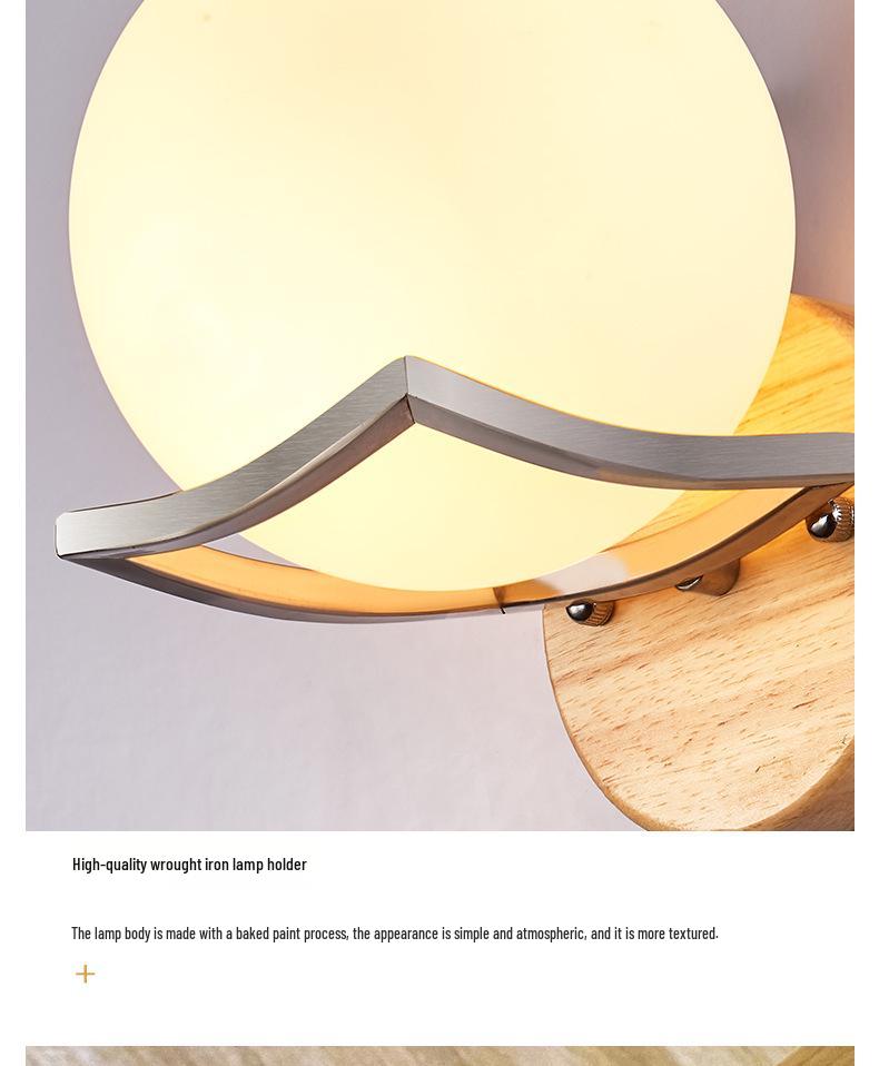 Solid Wood Glass Wall Lamp for Bedroom, Living Room, or Study - Chinese Art and European Style