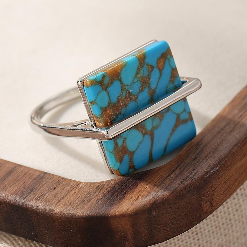 Boho synthetischer Türkiswürfelring