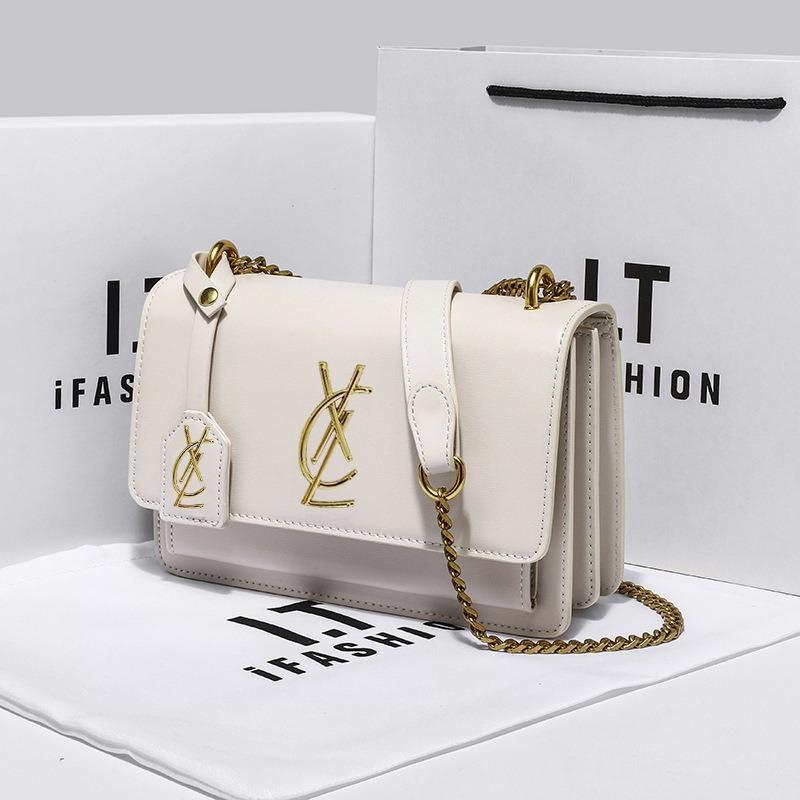 Bolso de cuero de álamo, nuevo bolso bandolera versátil de verano para mujer, bolso de cadena, bolso cuadrado pequeño de alta gama para mujer