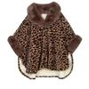 Women's Autumn and Winter Plus Velvet Thickened Fur Collar Cloak with Sleeves Mid-length Shawl Leopard Pattern Coat Retro Outer Cloak