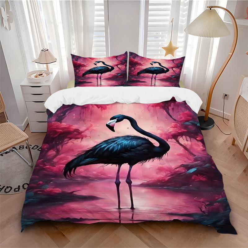3pcs Pink Flamingo Art Duvet Cover Set -Includes 1 Duvet Cover and 2 Pillowcases, No Quilt Core, All-Season Home Decor yy251111181