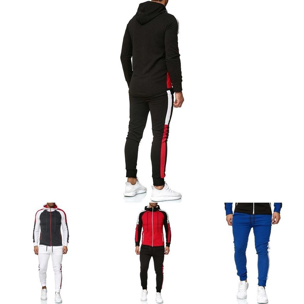 Stylish Men's Tracksuit Jogging Hoodie Coat Jacket With Zipper And Adjustable Pants Set For Activewear