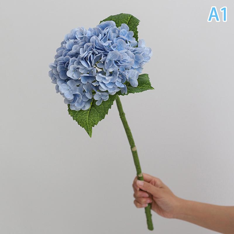 Blue Artificial Hydrangea Flowers Real Touch Green Artificial Hydrangea Branches Decoration Wedding Bouquet Flower Arrangement