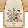 Happy Passover Linen Table Runner Party Decor Jewish Pesach Seder Plate Matzo Hexagram Dining Table Runners Passover Decorations