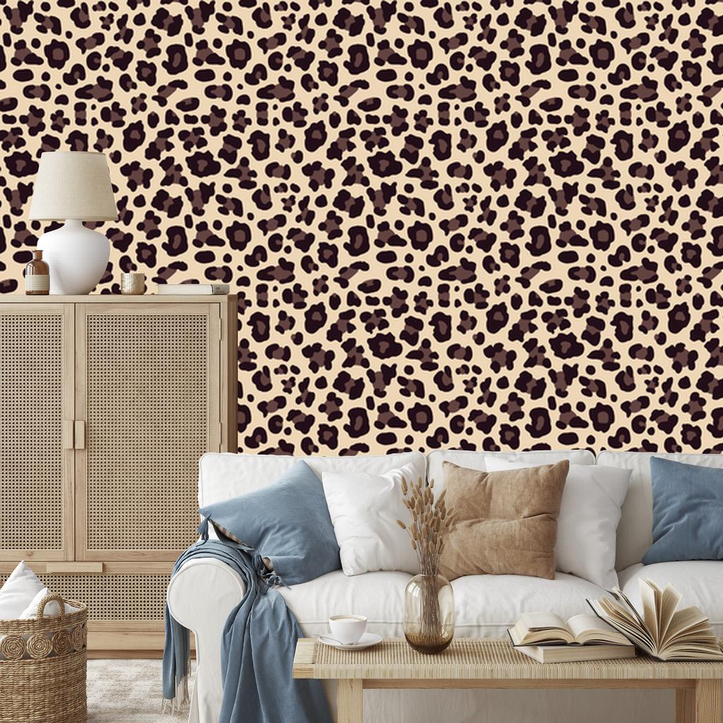 Animal Skin Wallpaper Beige and Burgundy 50x1000