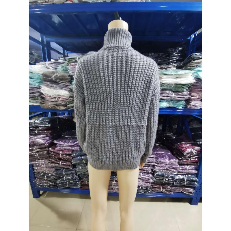 Women's Solid Color Turtleneck Knitted Sweater Top