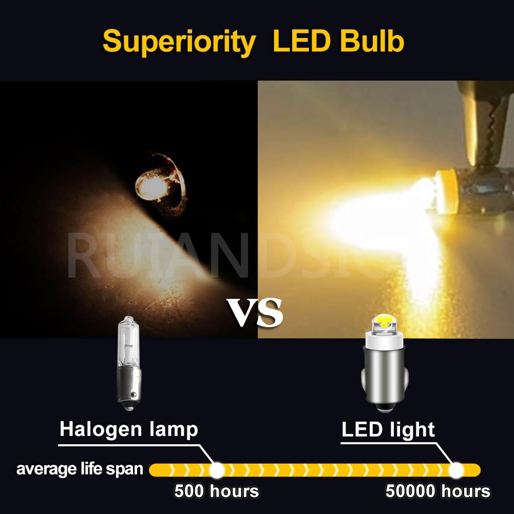 Ruiandsion BA7S Dashboard Light LED Bulb 12V Warm White Instrument