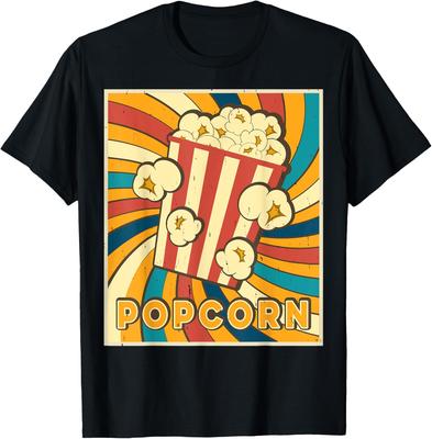 Retro Vintage Popcorn T-Shirt Klassisches Filmabend Nostalgie T-Shirt