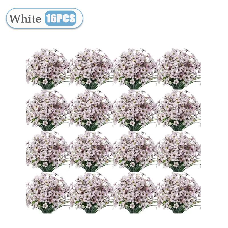 2-16PCS Artificial Flowers UV Resistant Faux Plastic Shrubs Plants Outdoor Garden Patio Porch Home Wedding Farmhouse Decorations