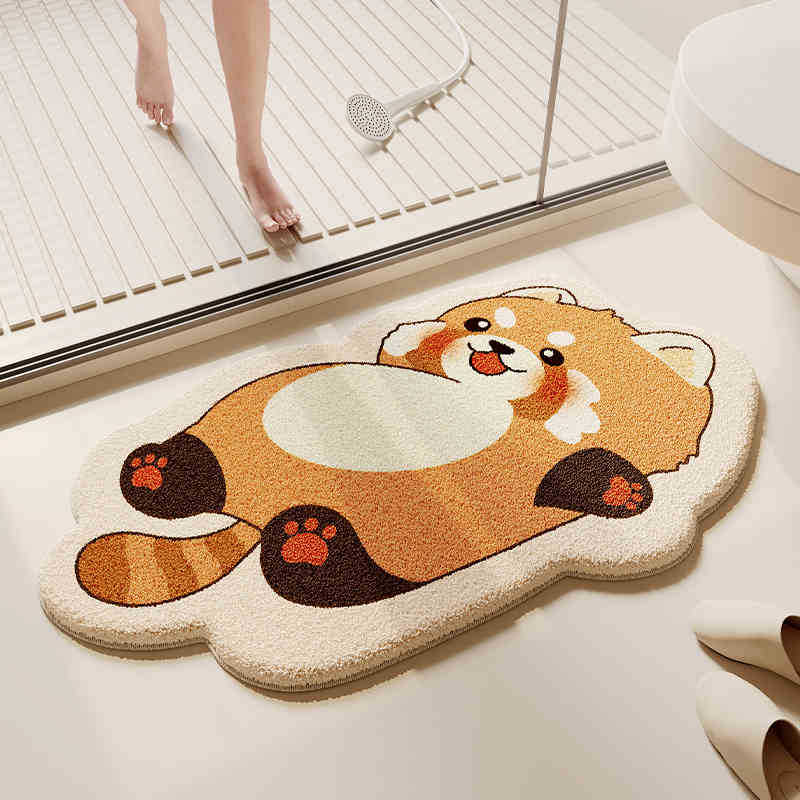 Cartoon Animal Bathroom Floor Mat, Shower Room, Non-Slip And Easy To Take Care Of, Imitation Cashmere Foot Mat, Household Dirt-Resistant And