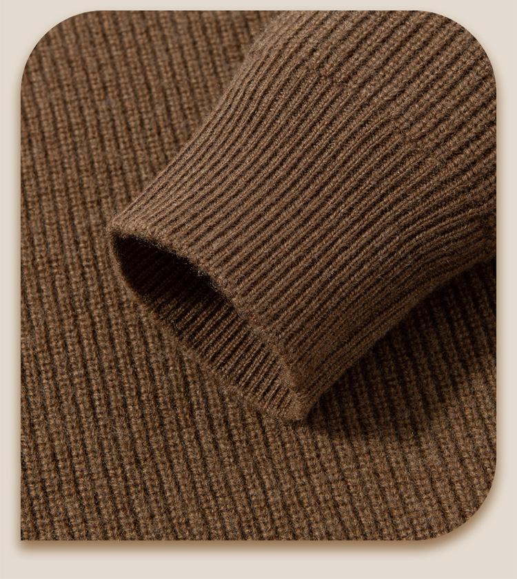Herrenpullover aus 100 % reiner Wolle, dick gestrickt, Rundhalsausschnitt – warm, weich, bequeme Winter-Basisschicht (2025)