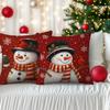 2pcs Black Hat Snowman Scarf Christmas Throw Pillow Covers Snowflakes Cardinal Cushion Case Winter Home Party Decorations