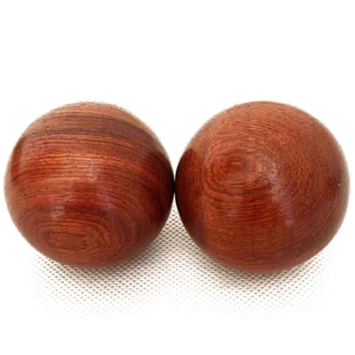 Set of 2 Wooden Exercise Balls, 5cm Diameter, Made from Solid Rosewood from Vietnam, Zen Style, Comes in a Drawstring Bag