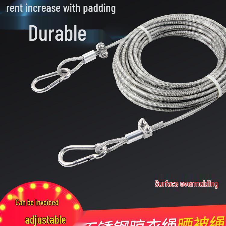 Stainless Steel Clothesline: Outdoor Non-slip, Plastic-coated Wire Rope for Clothes and Quilt Drying.