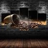 Coffee Beans Aroma Restaurant Kitchen 5 Piece Five Panel Wall Canvas Print Modern Art Poster Picture Home Decor Gift For Him For Her