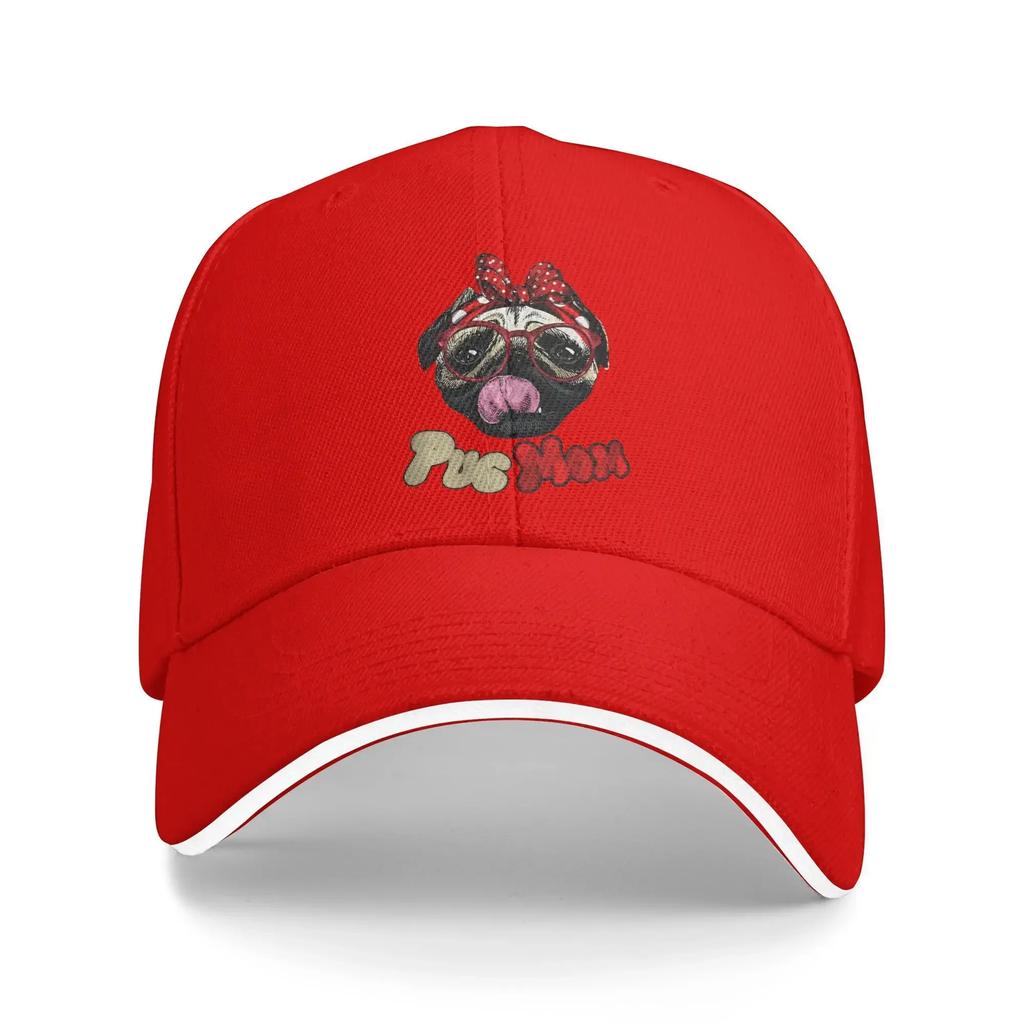 Distressed Adjustable Pug Mom Dog WoUnisexs Denim Baseball Cap Mom Trucker Hat Cap for WoUnisex Unisex