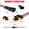 MUYI 2 Wire Connector 16AWG 5 Kits 2 Pin Waterproof Connectors With 10Cm Pigtail 1.5Mm Series Rubber Seal And Electrical Terminals