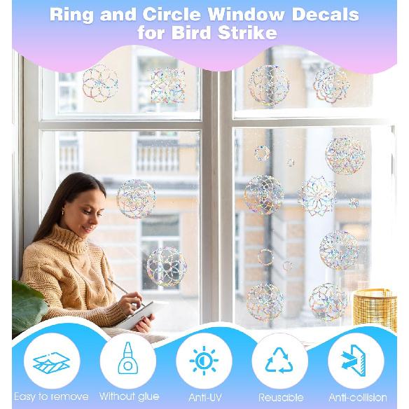 Rainbow Window Stickers, 18 Pcs Prism Window Cling for Windows Bird Deterrent, Sun Catcher Sticker (2 Sheets)