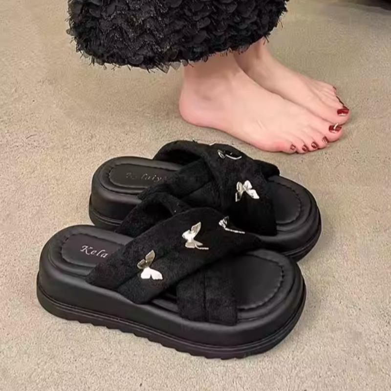 Fashion Platform Women's Slippers Designer Flats Shoes Summer Bling Slingback Sandals 2025 New Fad Flip Flops Beach Zapatillas De Mujer