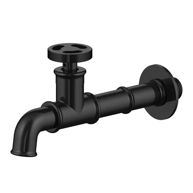 Rubinetto a Vite Retro Euro Nero Opaco Rubinetto Lavatrice Rubinetto WC Mocio Piccolo Rubinetto a Muro Rubinetto Esterno Giardino 1/2