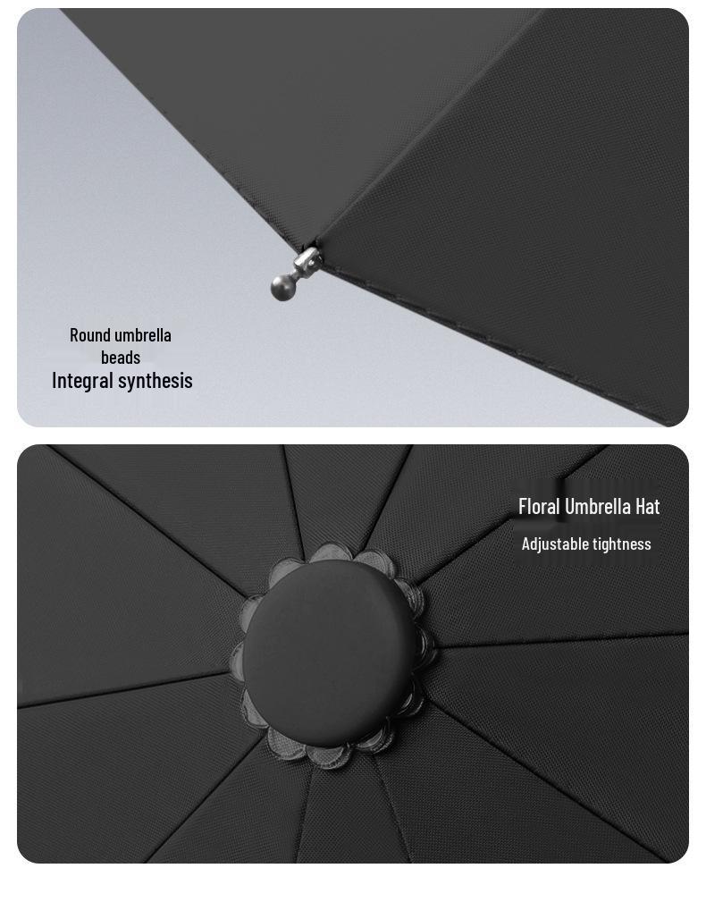 Custom Logo Folding Umbrella with UV Protection - Black Glue Sun & Rain Shield