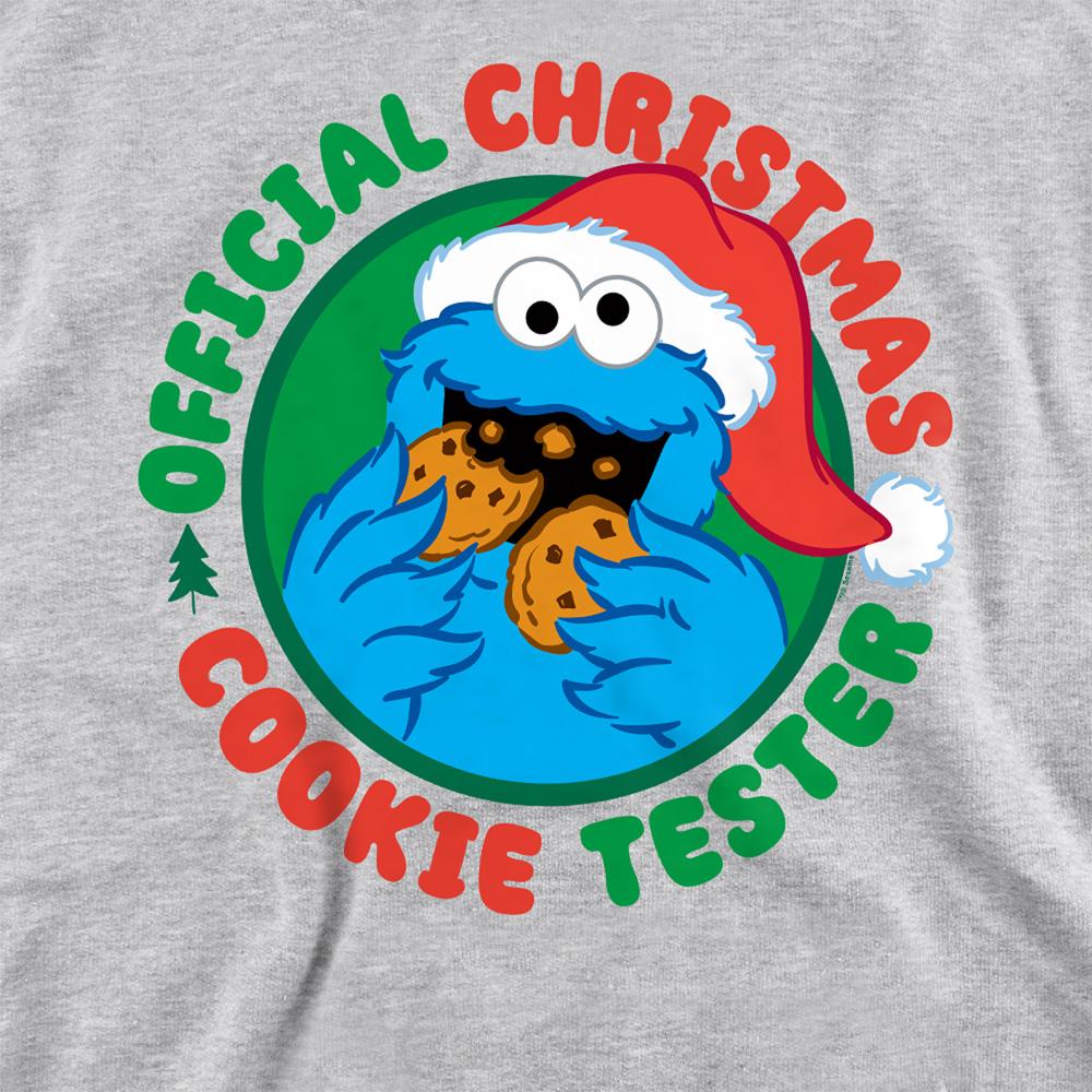 Sesame Street Unisex Adult Official Cookie Tester Cookie Monster Christmas Sweatshirt