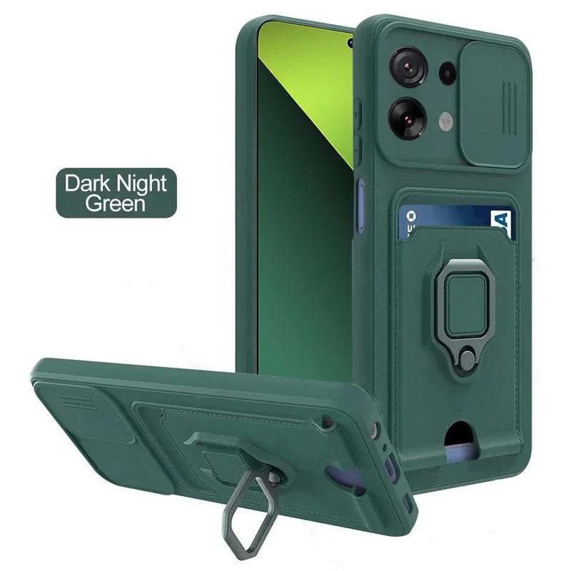 Card Slot Slide Camera Wallet Case For Xiaomi Redmi Note 13 11 Pro Plus 10 9 12 Pro Cases For Redmi 13C 12C 10A 10C 9C 9A Cover