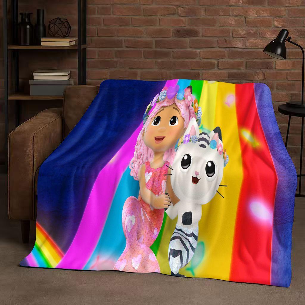 HD Niedliches Gabi's Puppenhaus Cartoon Flanelldecke, Ultra Weiche Warme Plüschdecke für Zuhause Schlafzimmer Bett Sofa Abdeckung Picknick Mädchen Geschenk