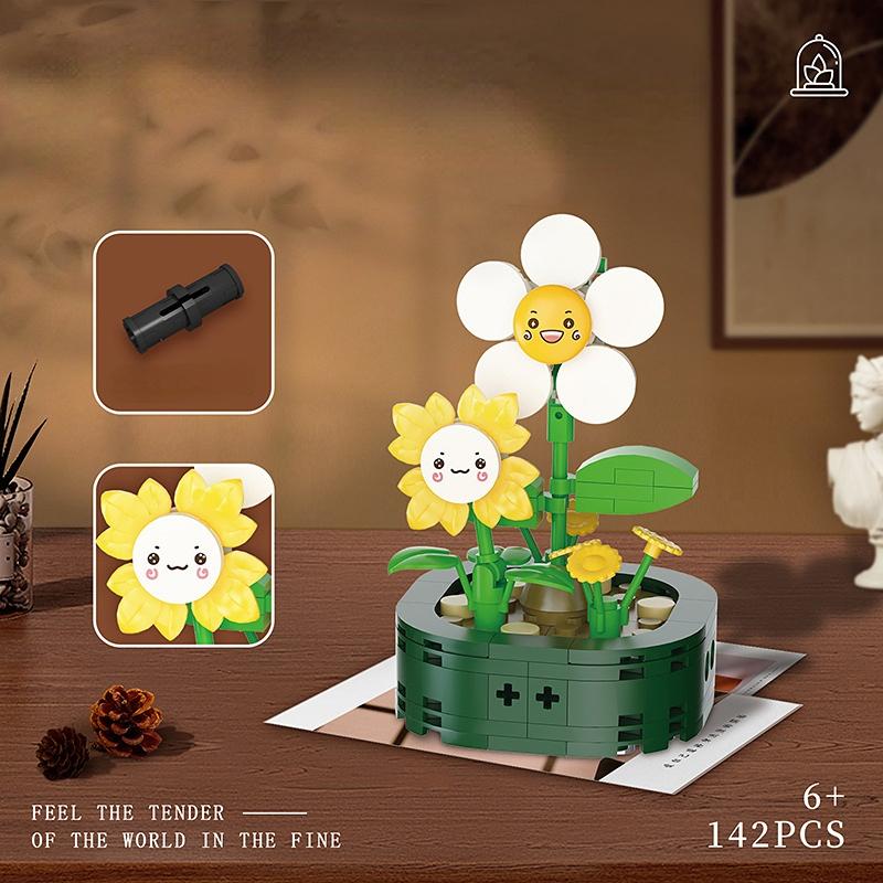 

Succulent Potted Mini Building Blocks Creative Flowers Bonsai 3D Model Bricks Toys for Girls Boys Gift Desktop Decoration MOC