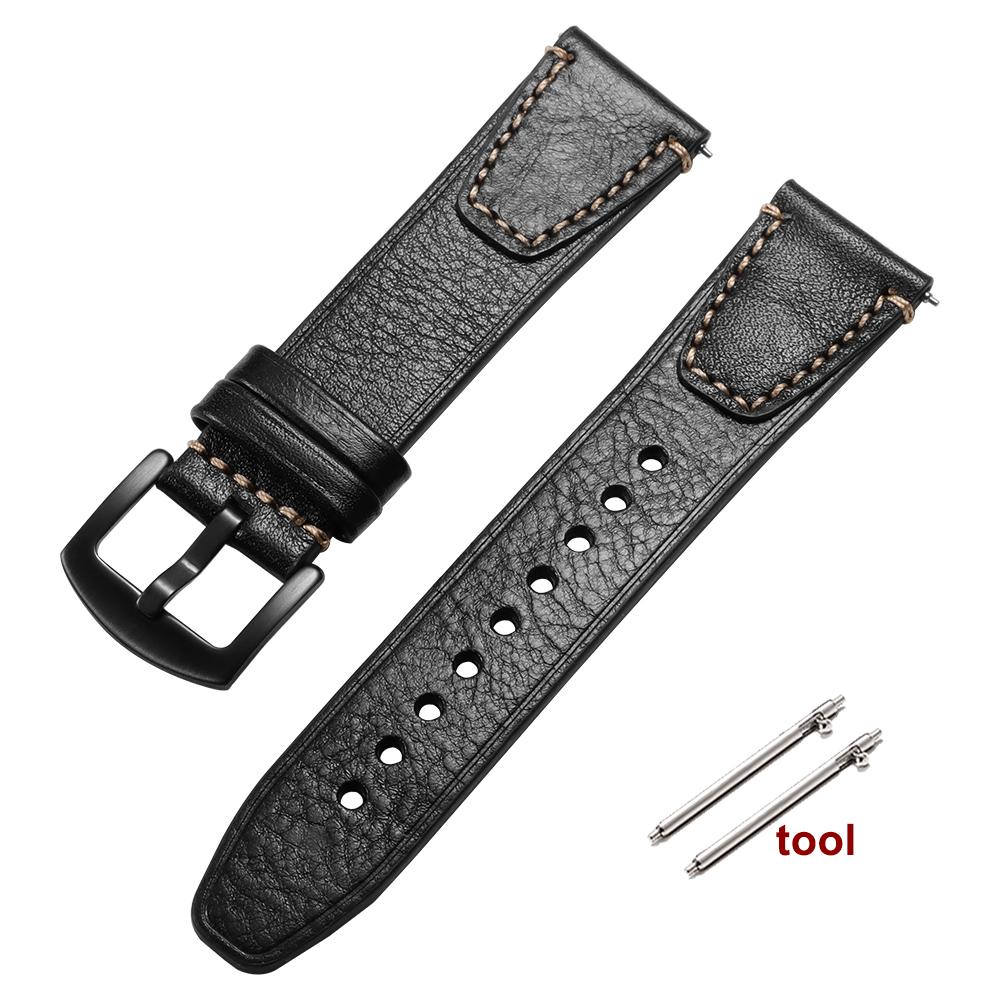 Vintage Brown Genuine Leather Watch Band Quick Release Retro Oil Wax Calfskin Strap for Seiko for Rolex 18mm 20mm 22mm Wristband