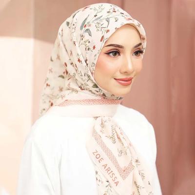 110*110Cm New Women Square National Scarf Malaysia Cotton Print Voile Head Scarves Bandana Foulard Femme Muslim Headwrap Scarf