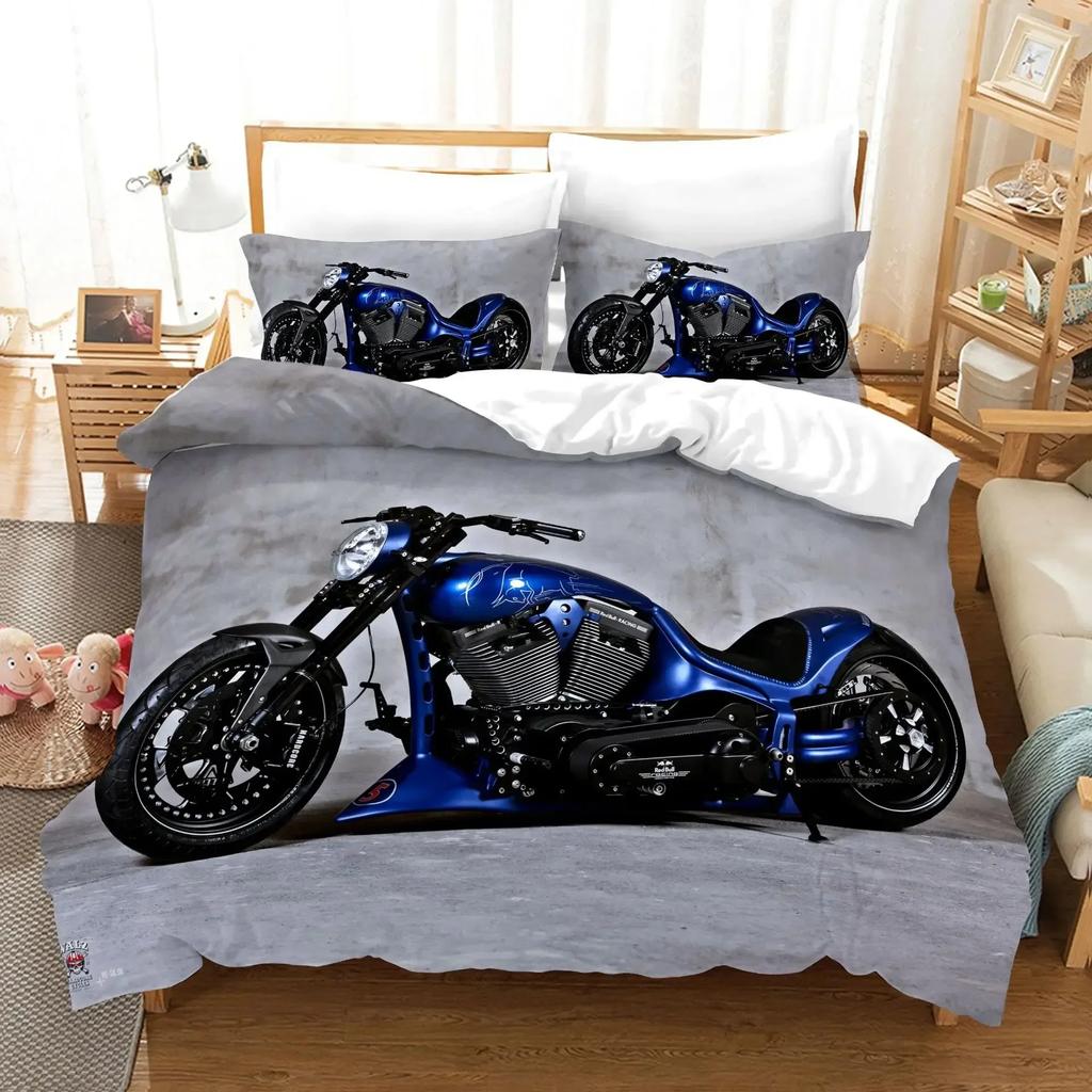 3D Printed Motorcycle Fashion Artistic Comfortable Duvet Cover Pillowcase Bedding Set Children Bedroom Decoration Home Textile