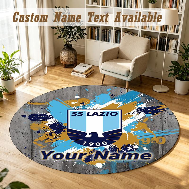 Round Rug Custom NameLazio FC Pattern Non Slip Carpet Home Floor Decor