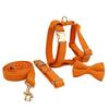 Orange Corduroy Dog Collar and Leash Set - New Style for Outdoor Use