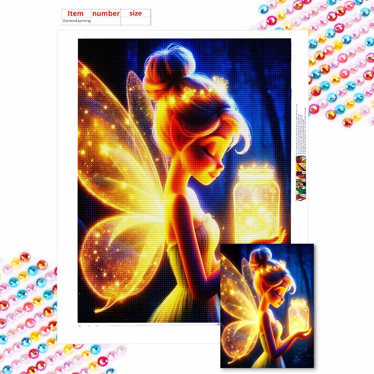 

Полная круглая алмазная живопись Искусство феи цветов Стразовая картина Мозаика Сделай сам 5D Вышивка крестом Домашнее украшение Round 20x30cm