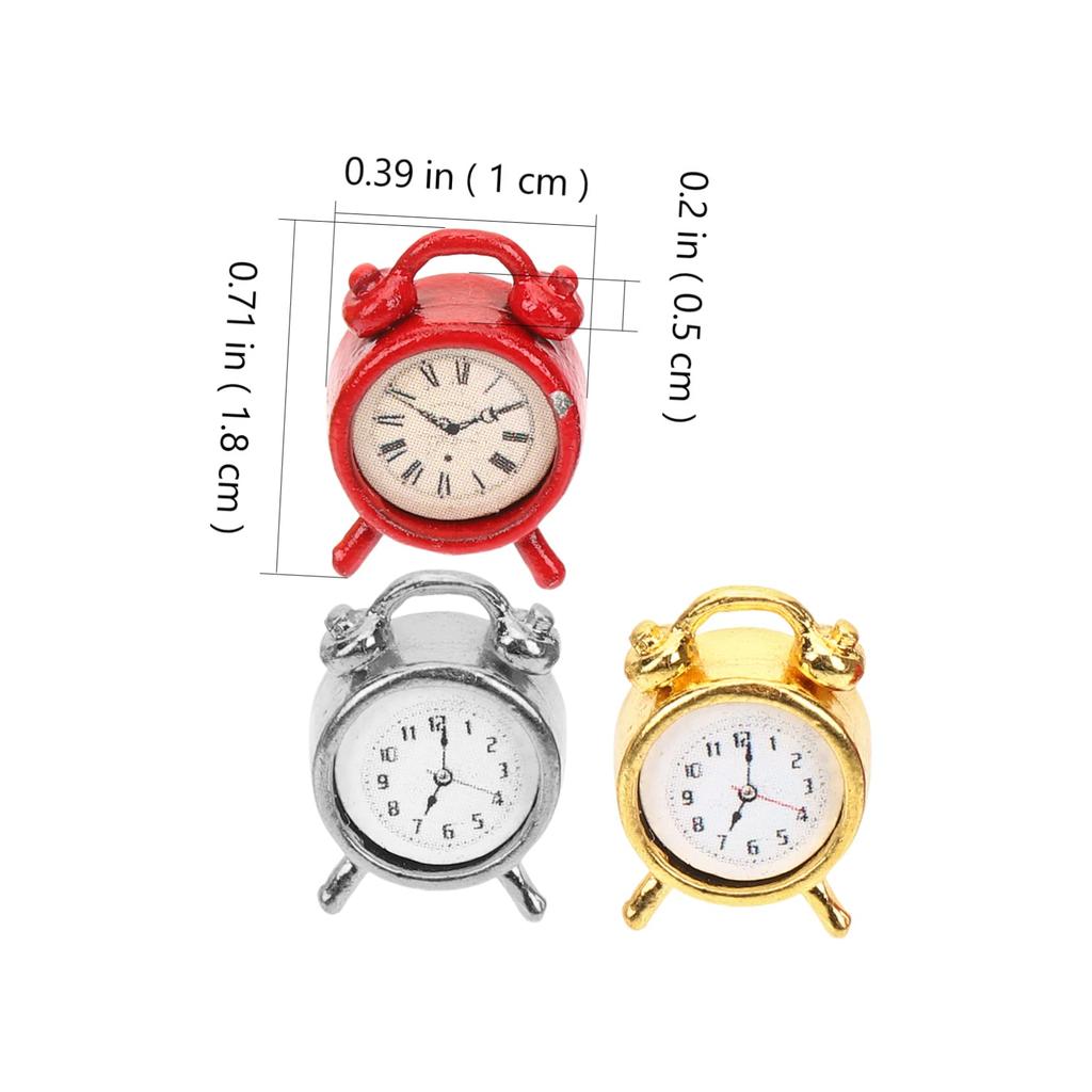 Alasum Miniature Alarm Clocks, Set of 4, 112 Scale, Alloy, Dollhouse Furniture, Accessories, Table Clocks, Photography Props, Interior Decoration,