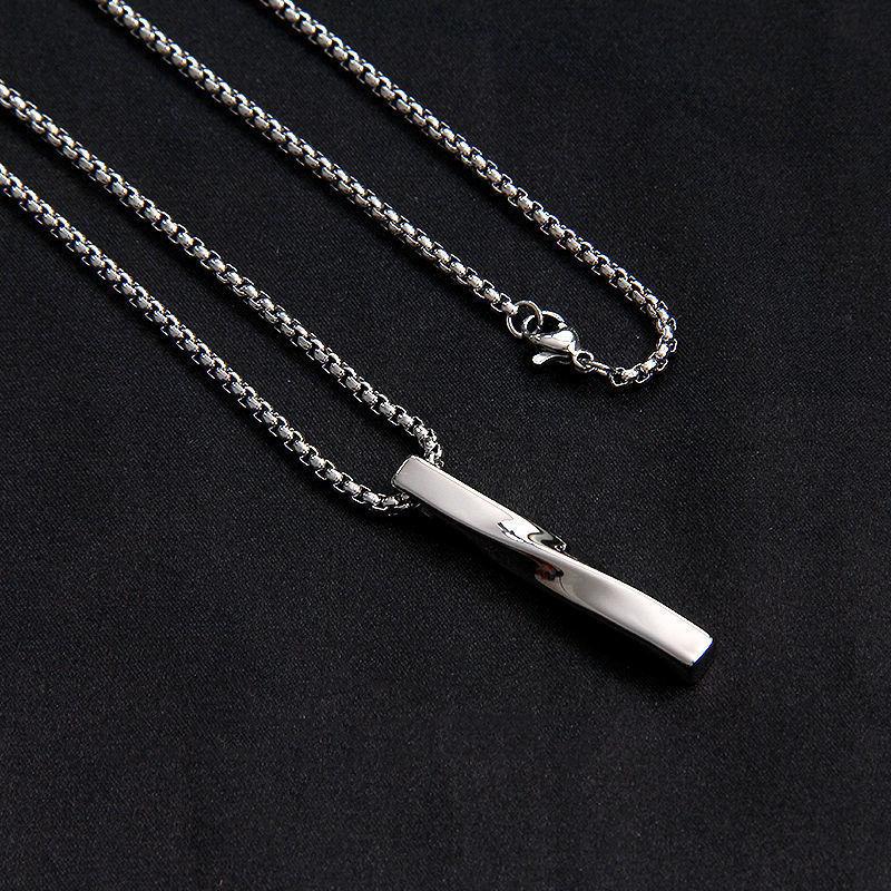Black Rectangle Pendant Necklace Men 