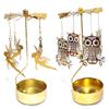 Rotating Candle Holder Metal Gold Christmas Present No Battery Heat Powered Spinning Carousel for Home Desk Counter Sweet Decor